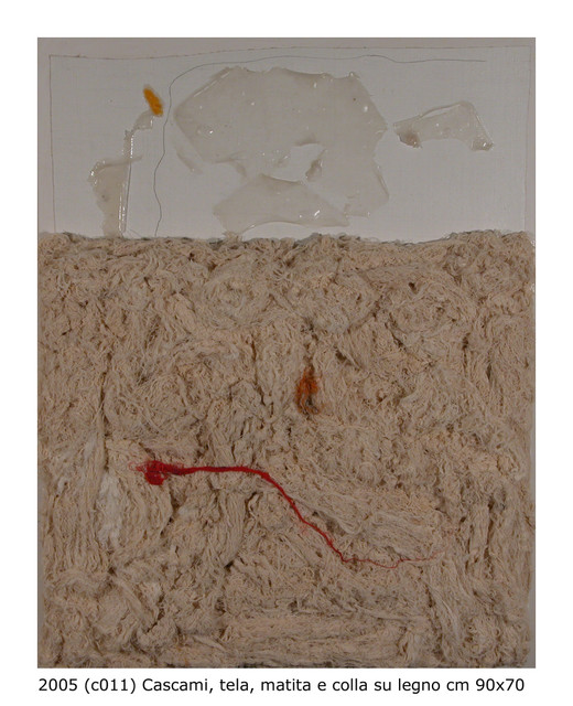 Cascami, carta, olio e matita su legno, 2005